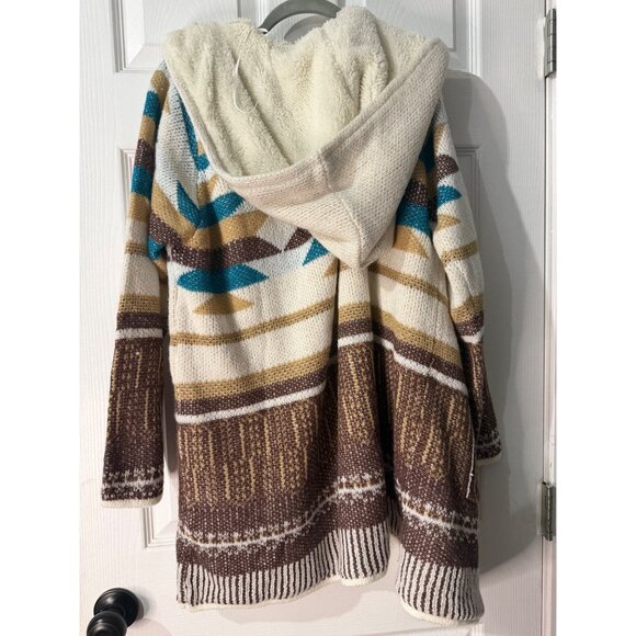 Woven Heart Plus Size Navajo Fleece Lined Hooded Cardigan - Picture 4 of 4